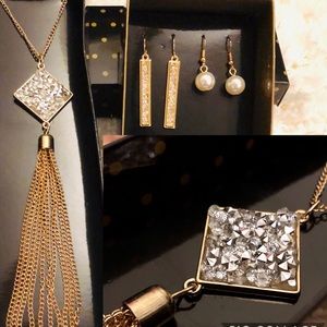 Crystal Cluster Neclace Dangle Earrings Bundle New